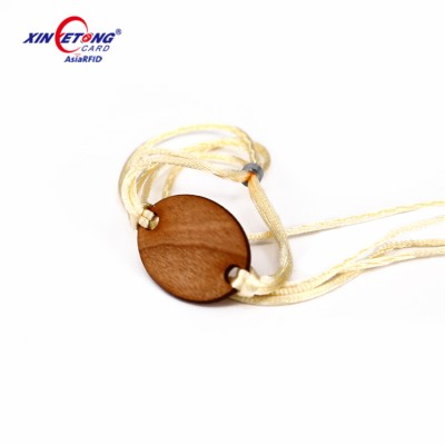 13.56MHZ NTAG213 wood small card Fabric belt Wooden Wristband-Fabric/Woven Wristband